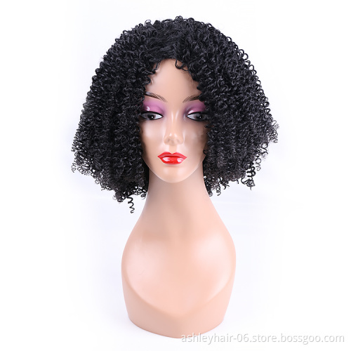 Julianna Kanekalon Futura Wigs Mid Length Supliers Very Short Kinky Curly Wavy Woman Synthetic Hair Wig Short For Afro Women